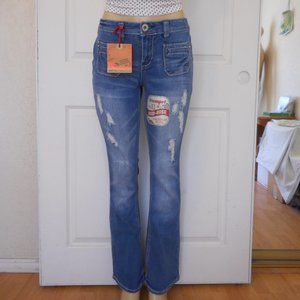 NEW Amethyst Jeans Distressed Boot Cut Denim Size 13